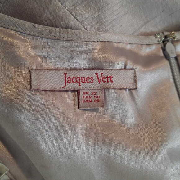 Jaques Vert Mermaid Midi Evening Dress Size 22 Silver Taffeta Satin Lined - Picture 14 of 16